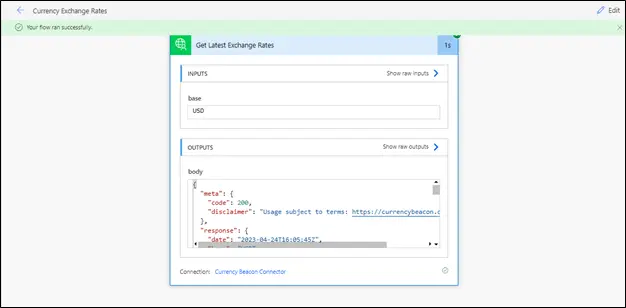 Currency Beacon Custom Connector in Power Automate