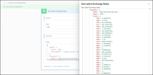 Currency Beacon Custom Connector in Power Automate