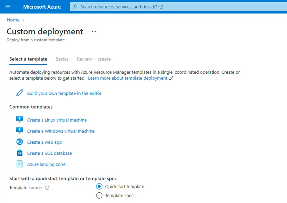 Deploy Resources with Custom ARM Templates using Azure portal